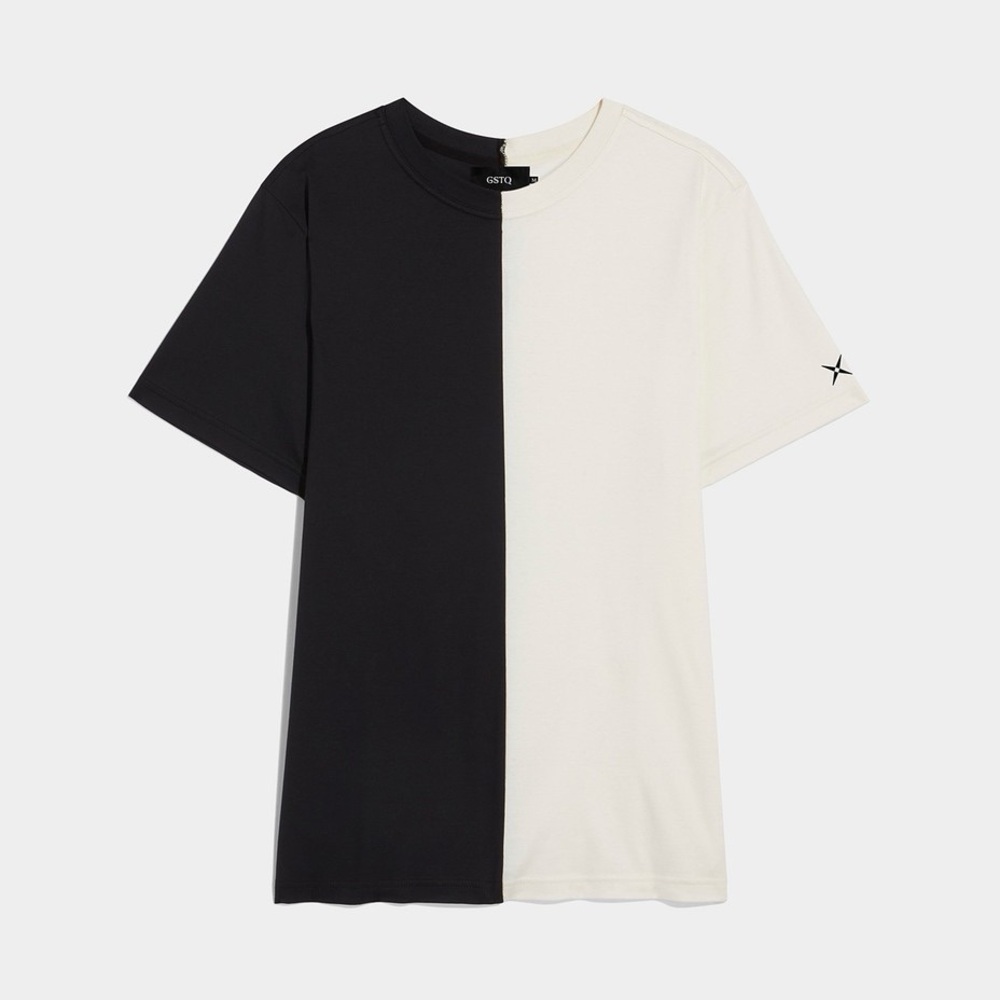 GSTQ Men's Two Tone Tee Black & White Size M NWT